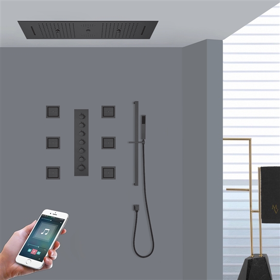 PERUGIA LED MATTE BLACK PHONE CONTROLLED THERMOSTATIC RECESSED CEILING